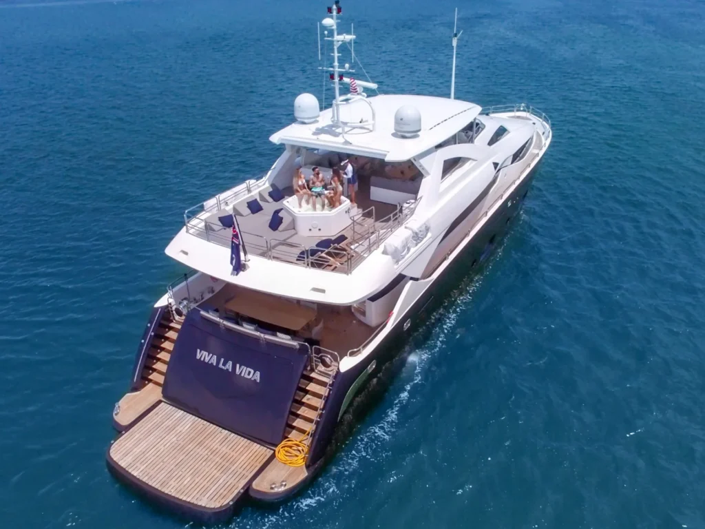 120 ft Sunseeker luxury mega yacht with slide and jacuzzi for charter in Cancun
